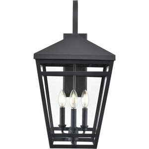 Seager 3 Light 24.25 inch Textured Black Outdoor Wall Sconce